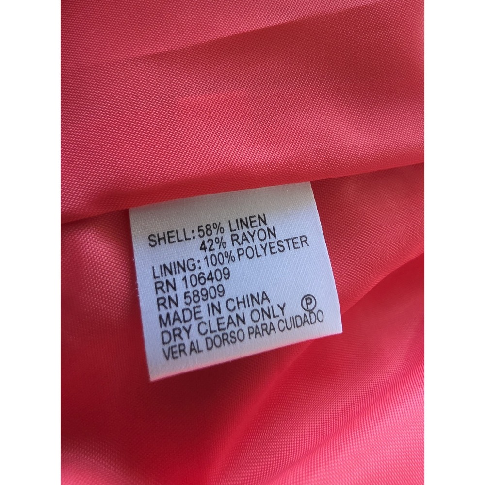 Preston & York Jacket Size 10 Red Solid 3/4 Sleeve Linen Blazer Coat - Picture 4 of 5